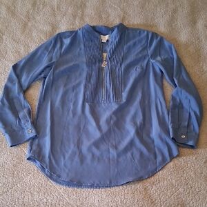 New Michael Kors Blue Pleated Blouse